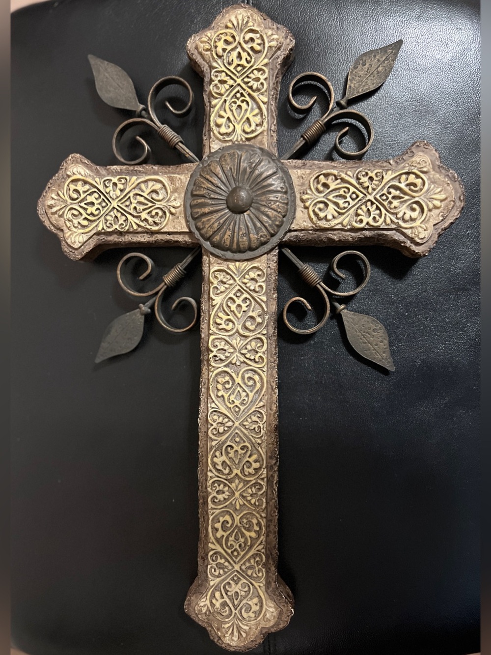 Ornate Gold and Brown Decorative Wall Cross - Home Wall Decor